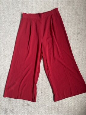 Wide Leg Pants - Deep Red